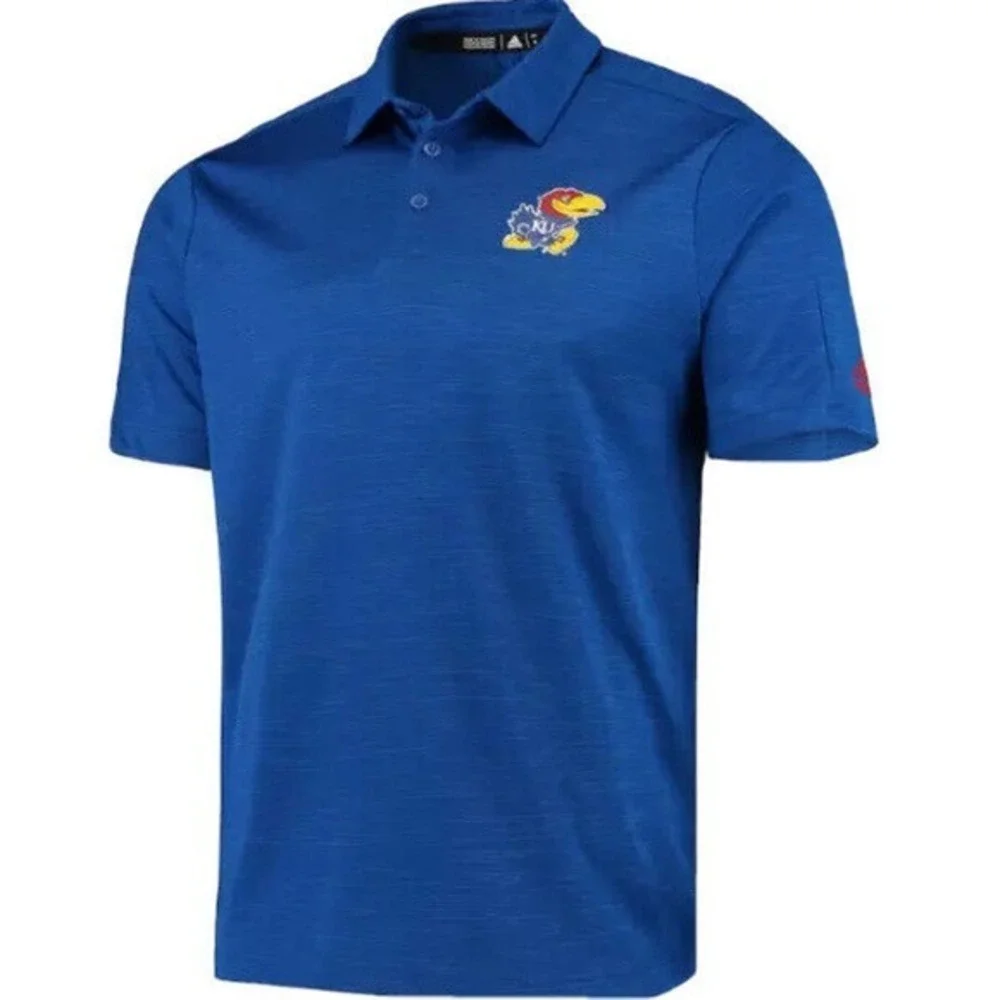 Adidas Kansas Jayhawks Polo Golf‎ Shirt Golf Polo Climalite Royal S NCAA Small